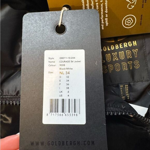Goldbergh Courage Quilted Ski Jacket Puffer Striped Black White NWT US 4 - Picture 6 of 11